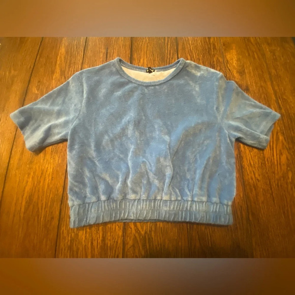 Monrow Blue Terrycloth Crop Top Size XS B26 - Picture 1 of 3